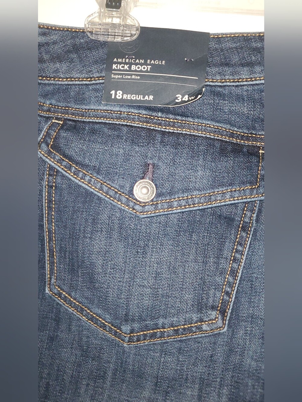 American Eagle Outfitters Dark Blue Flare Jeans - Picture 3 of 4